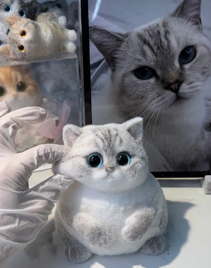 Hand-Crafted Flocked Silicone Cat | Premium Squishy Stress Relief Desk Toy
