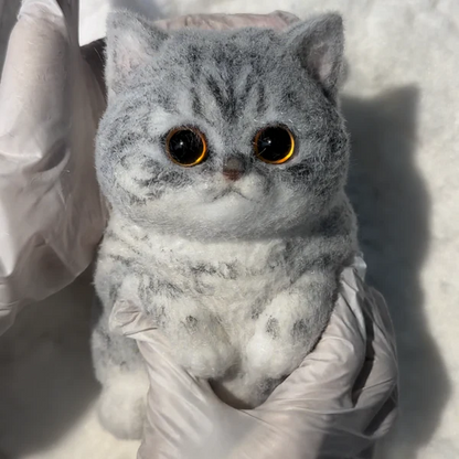 Hand-Crafted Flocked Silicone Cat | Premium Squishy Stress Relief Desk Toy