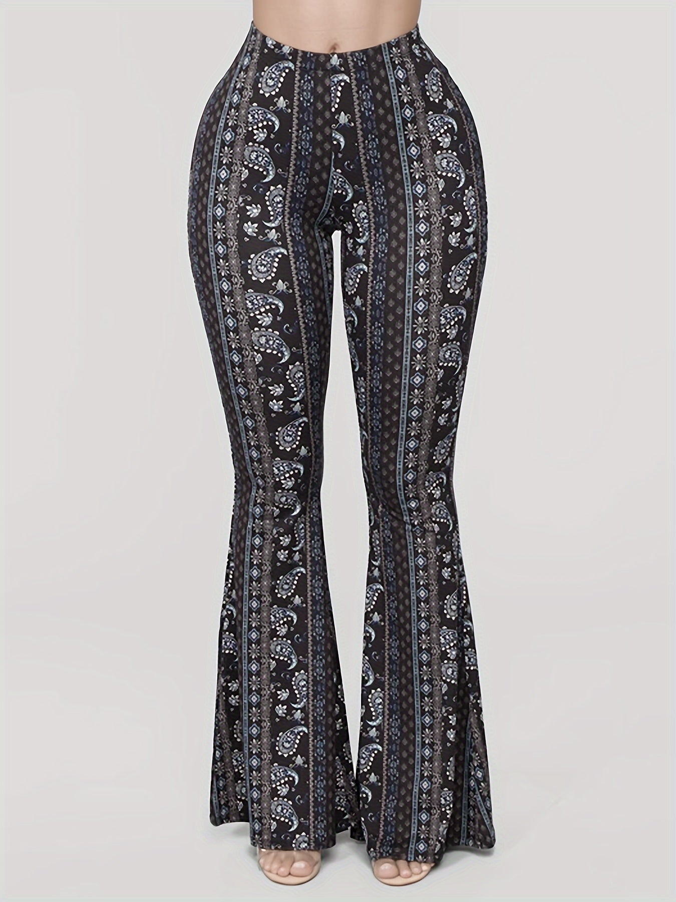 Premium High-Waist Schlaghose "Boho Chic" – Figurformend & Stretch (Paisley-Print)