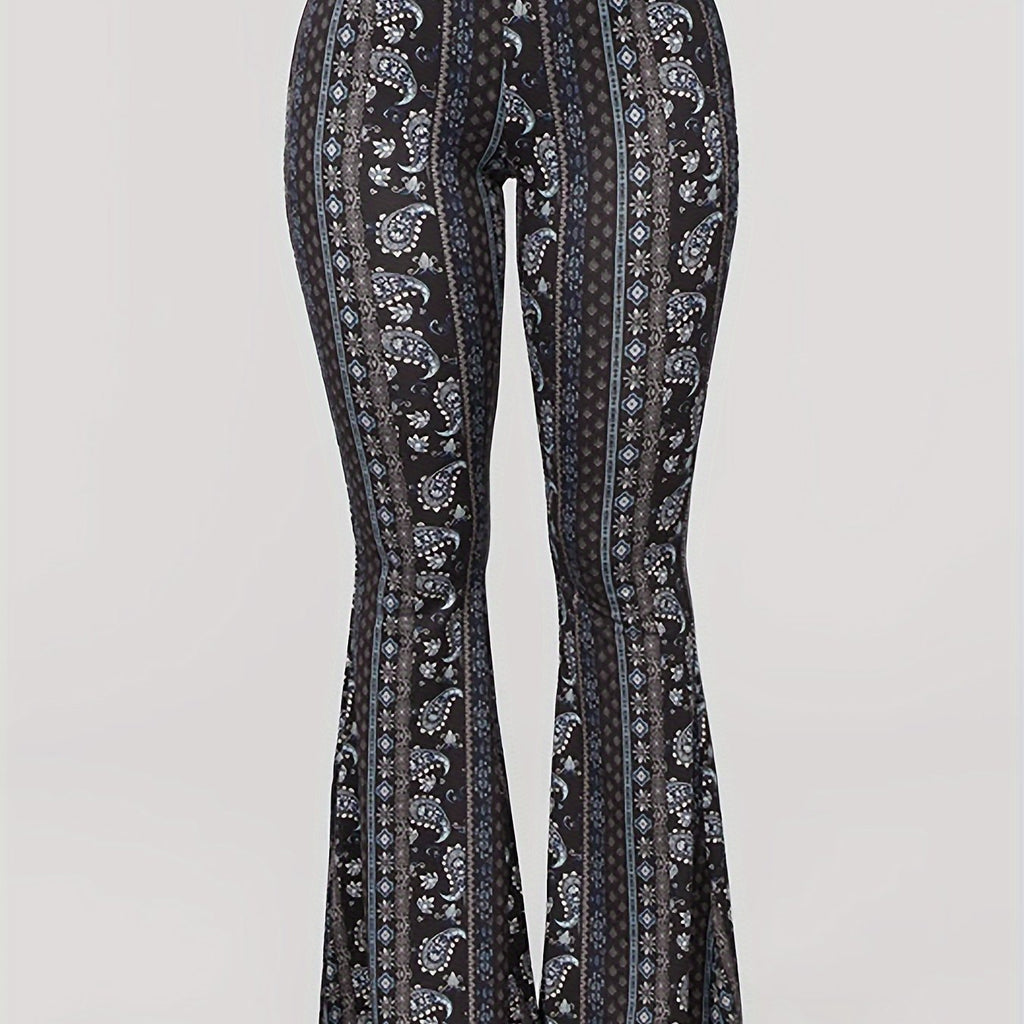 Premium High-Waist Schlaghose "Boho Chic" – Figurformend & Stretch (Paisley-Print)