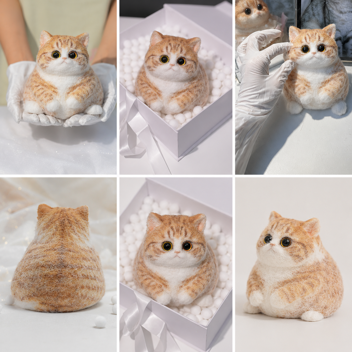 Hand-Crafted Flocked Silicone Cat | Premium Squishy Stress Relief Desk Toy