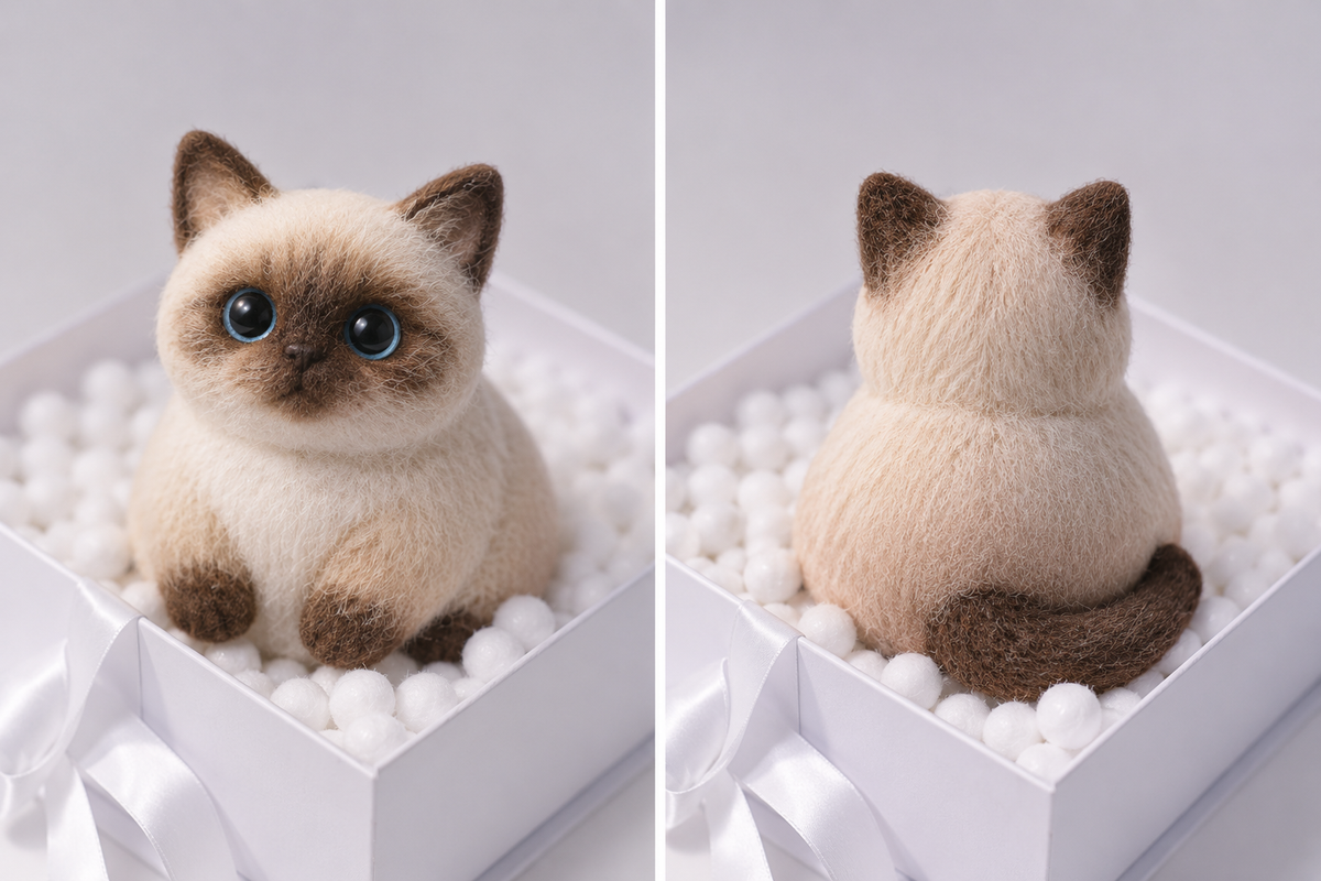 Hand-Crafted Flocked Silicone Cat | Premium Squishy Stress Relief Desk Toy