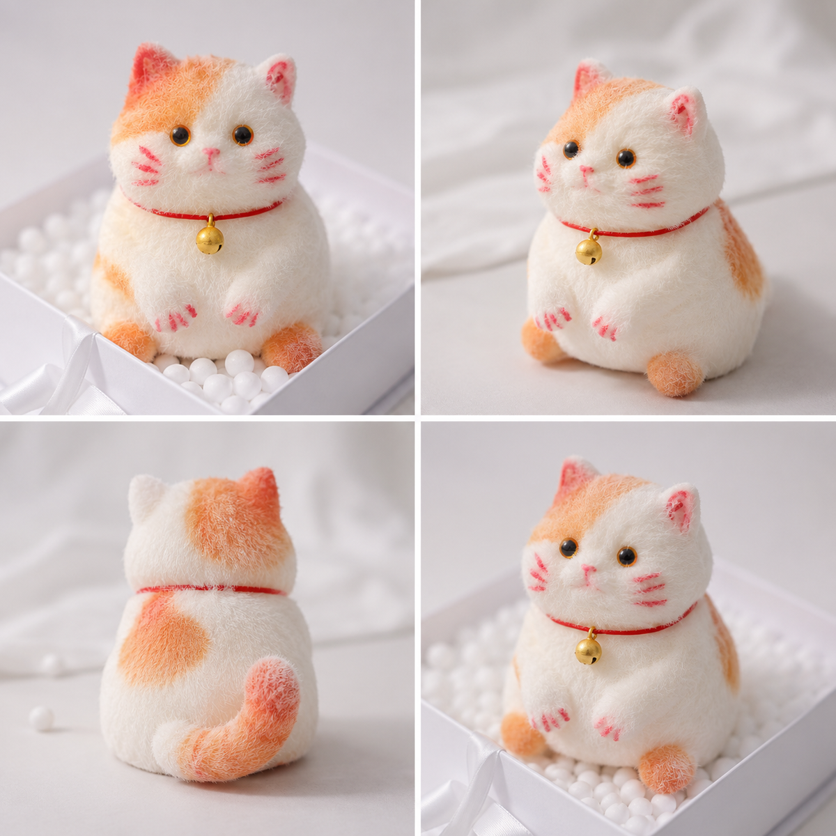 Hand-Crafted Flocked Silicone Cat | Premium Squishy Stress Relief Desk Toy