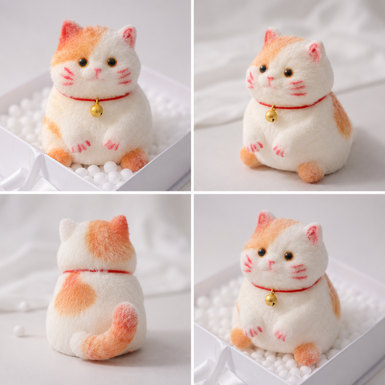 Hand-Crafted Flocked Silicone Cat | Premium Squishy Stress Relief Desk Toy