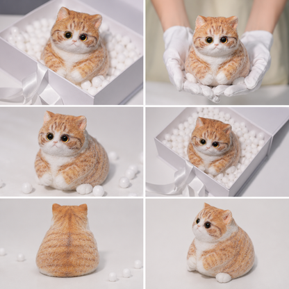 Hand-Crafted Flocked Silicone Cat | Premium Squishy Stress Relief Desk Toy