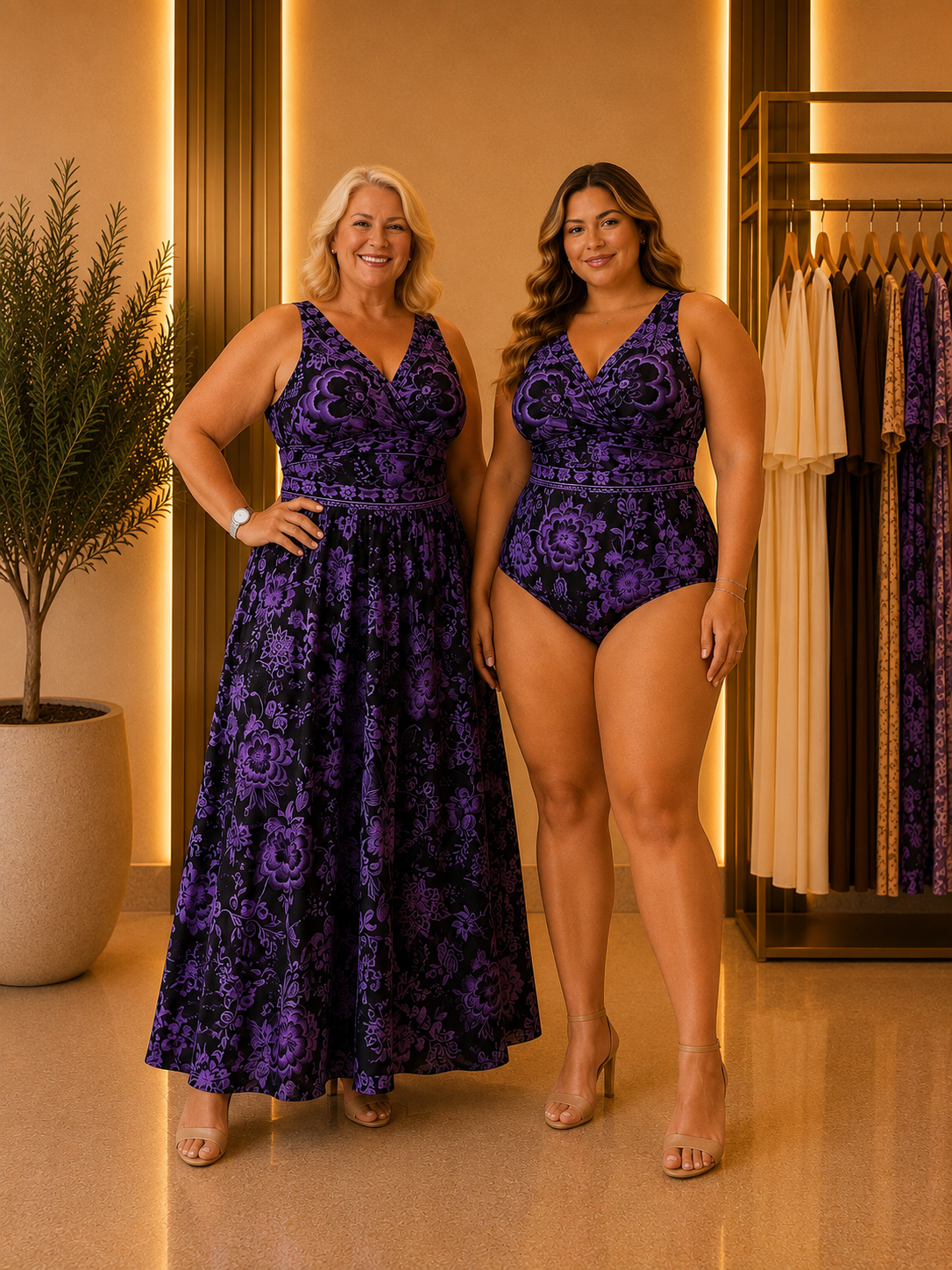 Floral Ruched Mesh Maxi Dress – 2-Piece Set | Plus Size