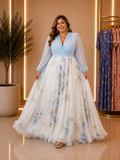 V-Neck Maxi Dress with Floral Print | Plus Size