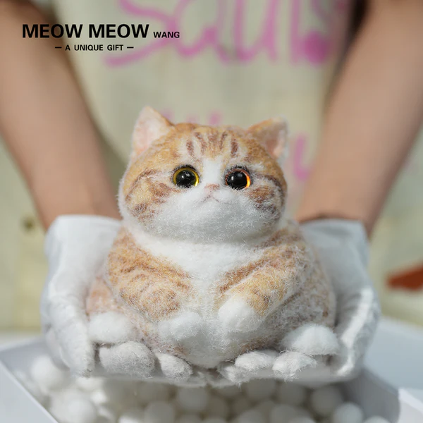 Hand-Crafted Flocked Silicone Cat | Premium Squishy Stress Relief Desk Toy