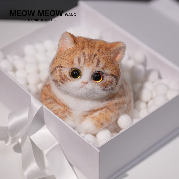 Hand-Crafted Flocked Silicone Cat | Premium Squishy Stress Relief Desk Toy