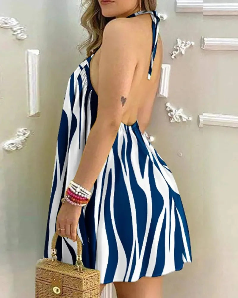 The Tropical Breeze Backless Halter Dress