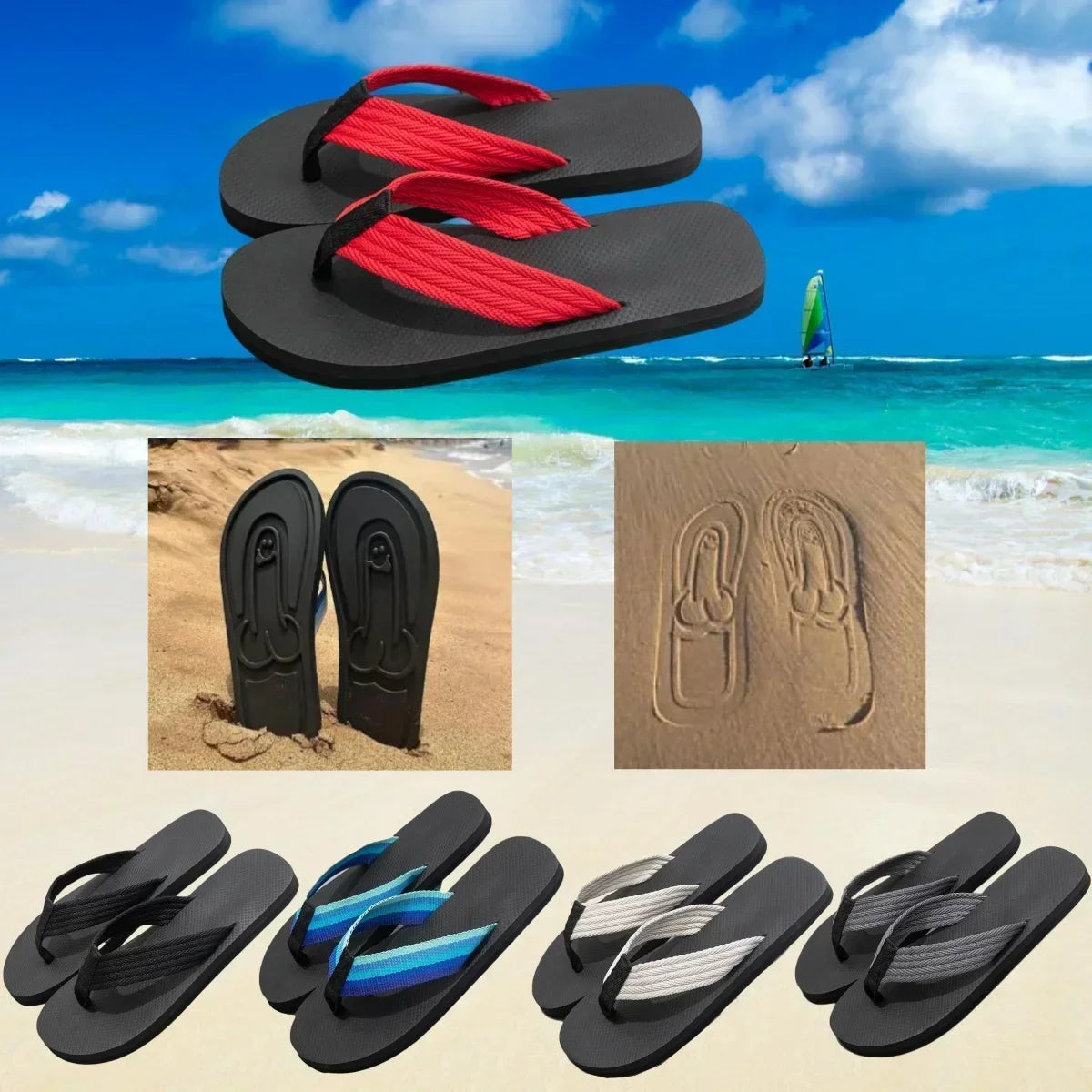 Hidden Penis Flops Spread Hap-Penis Quick- Dry Flip Flops Parody Penis Slippers Beach Flip Flops Summer Comfort Non Slip Sandal