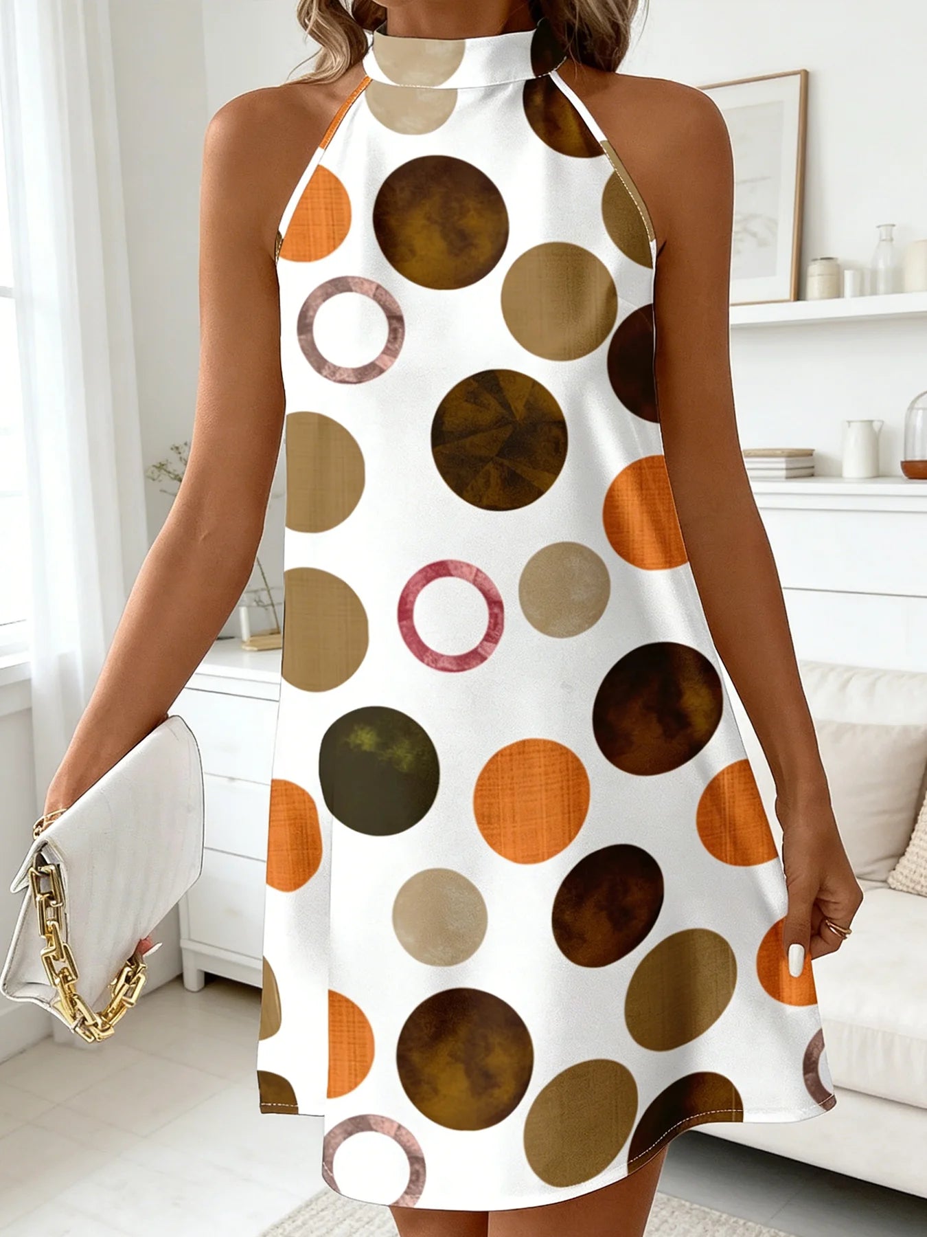 The Mocha Abstract Halter Mini