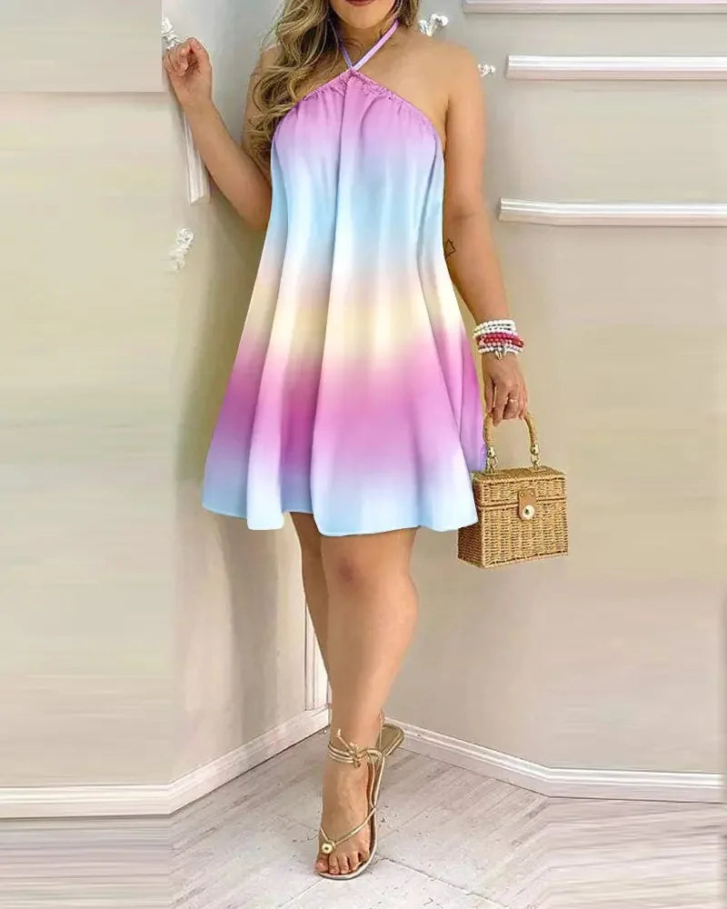 The Tropical Breeze Backless Halter Dress