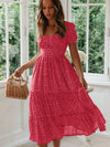 Sweet Summer Puff Sleeve Floral Beach Dress