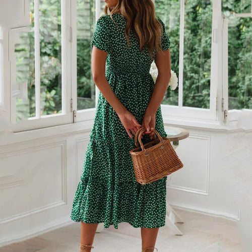 Sweet Summer Puff Sleeve Floral Beach Dress