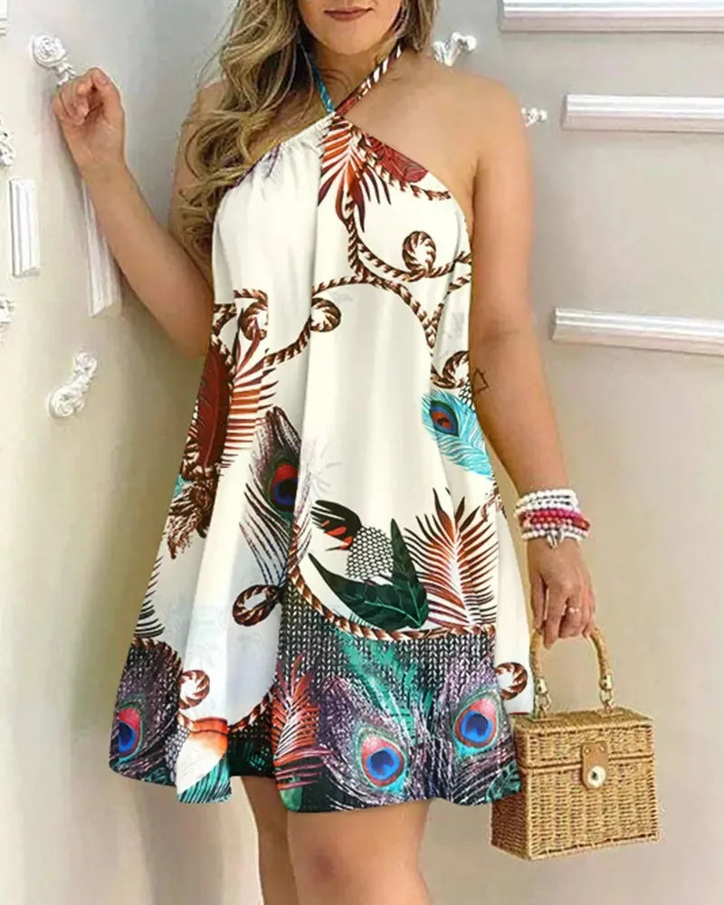 The Tropical Breeze Backless Halter Dress